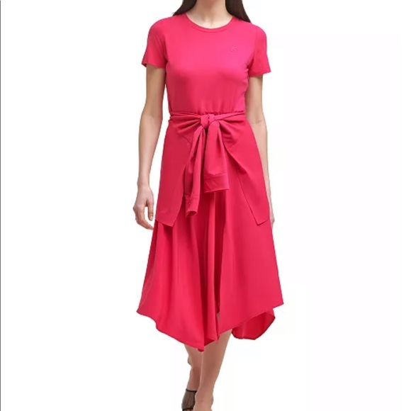 Karl Lagerfeld Paris Pink Tie Waist Dress - Picture 2 of 5